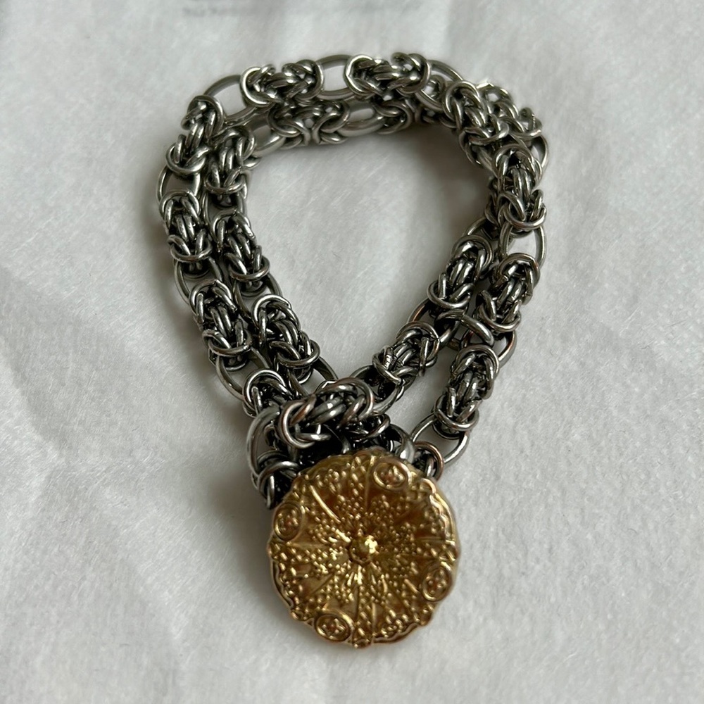 Banana Republic Silver Tone Double Chunky Interlo… - image 2